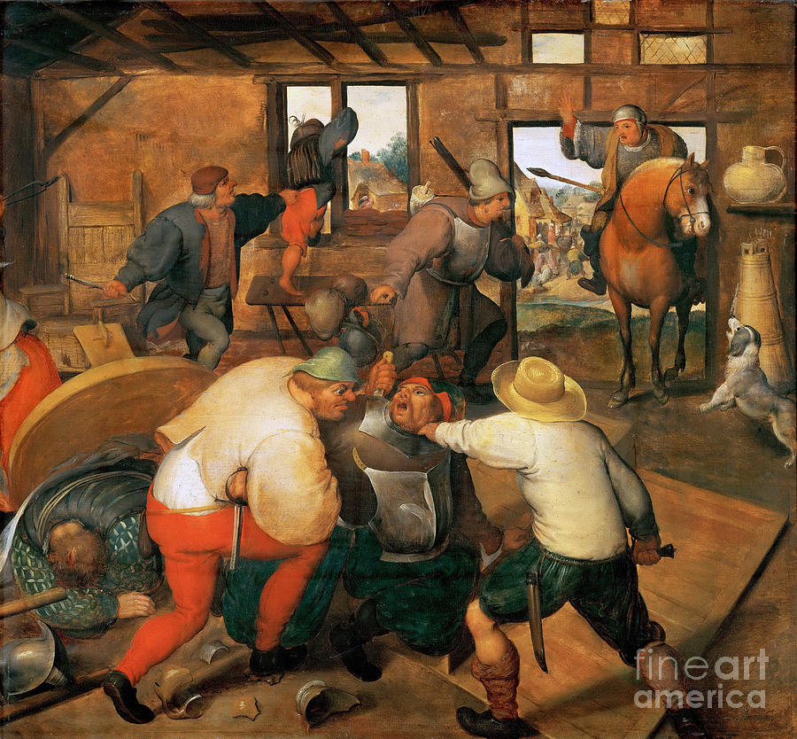 Brawl Between Soldiers And Peasants Drawing by Heritage Images