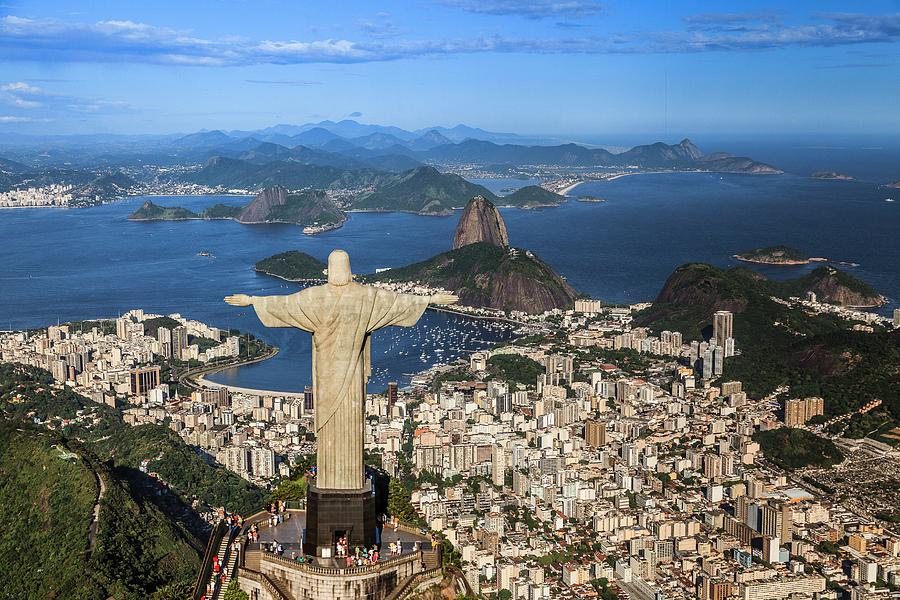City Digital Art - Brazil, Rio De Janeiro, Corcovado, Cityscape With Christ The Redeemer, Sugarloaf Mountain In The Background by Antonino Bartuccio