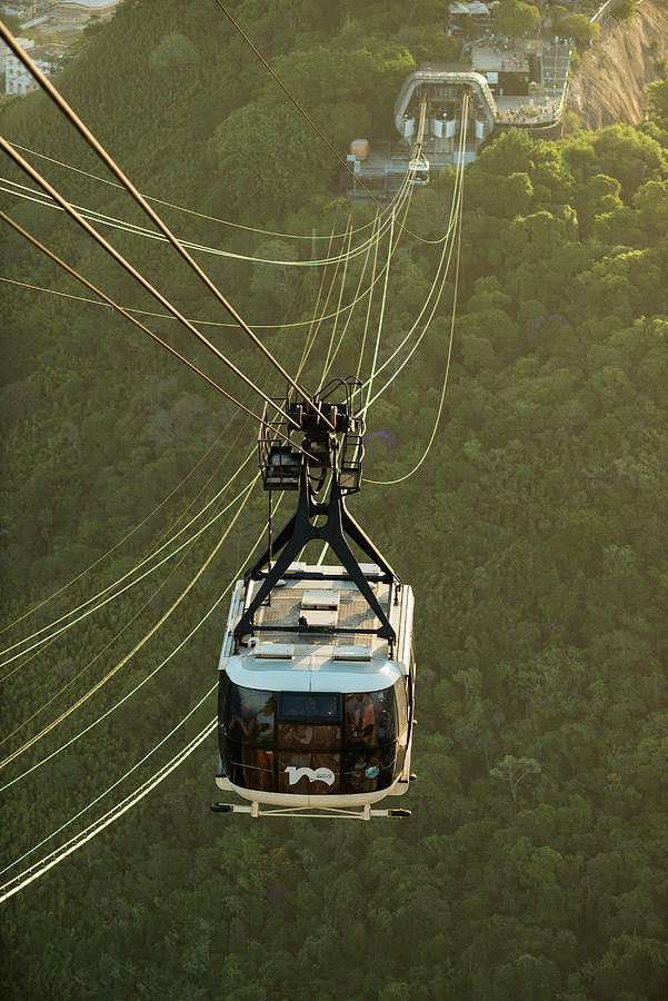 Brazil, Sugarloaf Mt., Cable Car Digital Art by Ben Pipe