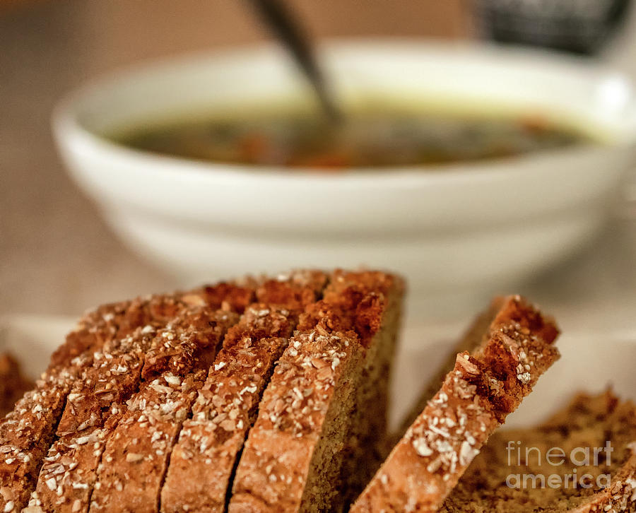 Bread and soup Photograph by Jim Orr