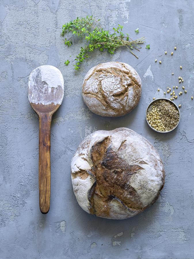 Bread, Flour And Various Spices Photograph by Bchner & Schmidt