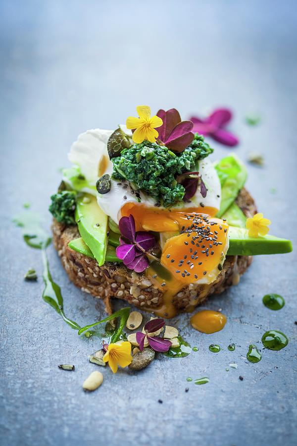 Bread Topped With An Avocado, Egg And Kale Tapenade Photograph by Eising Studio