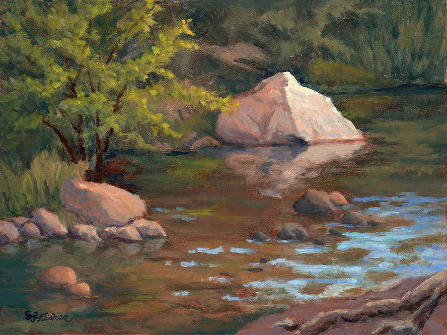 Break of Day at Big Rock Creek Painting by Sandy Fisher