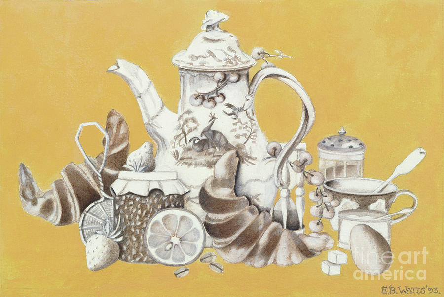 Breakfast, 1993 Acrylic On Paper Painting by Eb Watts