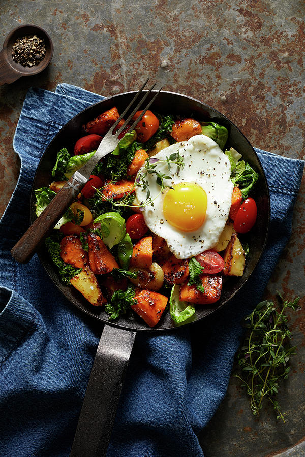 Still Life Digital Art - Breakfast Hash With Fried Egg In Cast Iron Skillet by Ryan Benyi Photography