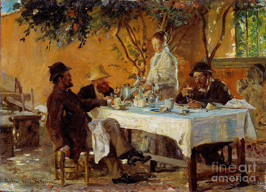Breakfast In Sora. Artist Krøyer Drawing by Heritage Images
