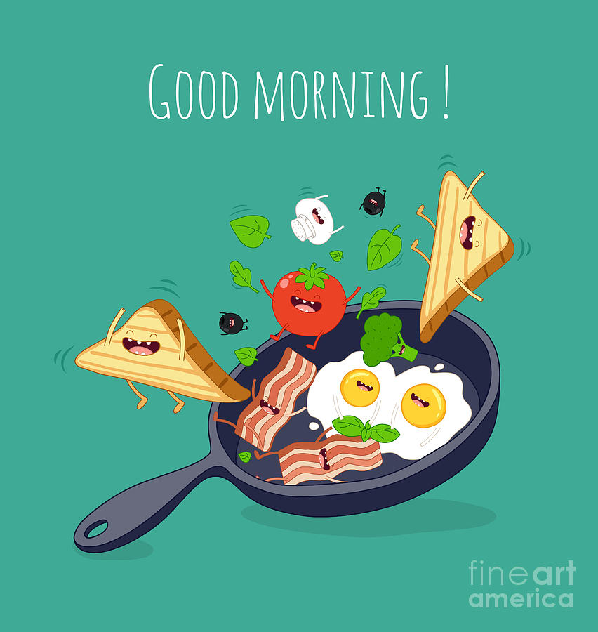 Lunch Digital Art - Breakfast Poster. Fried Eggs With Bacon by Serbinka Lunch Digital Art - Breakfast Poster. Fried Eggs With Bacon by Serbinka