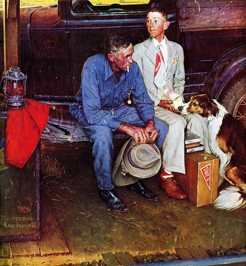 Dog Painting - Breaking Home Ties by Norman Rockwell