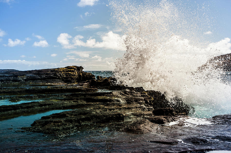 Breaking Wave And Lava Rock Photograph by Merten Snijders
