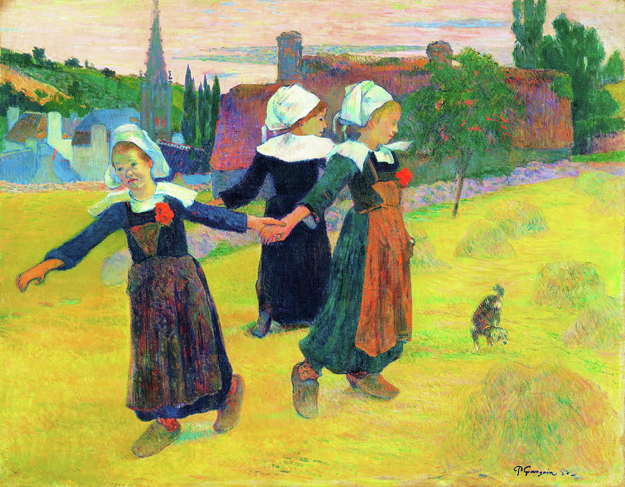 Breton Girls Dancing Painting - Breton Girls Dancing, Pont-aven - Digital Remastered Edition by Paul Gauguin Breton Girls Dancing Painting - Breton Girls Dancing, Pont-aven - Digital Remastered Edition by Paul Gauguin