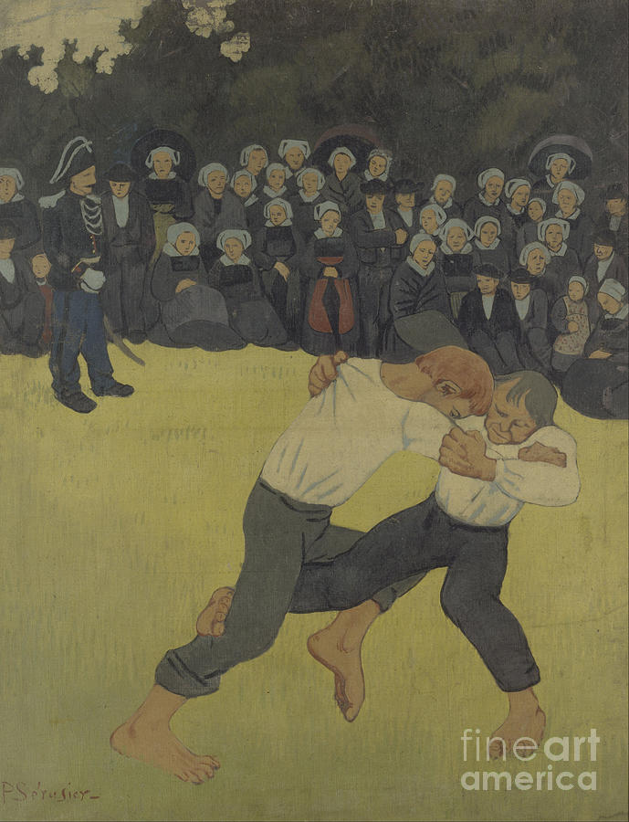 Breton Wrestling, 1890-1891. Found Drawing by Heritage Images