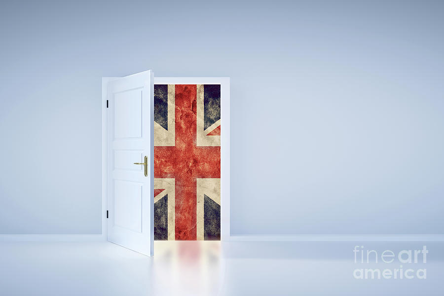 Brexit concept. UK flag behind the exit door Photograph by Michal Bednarek