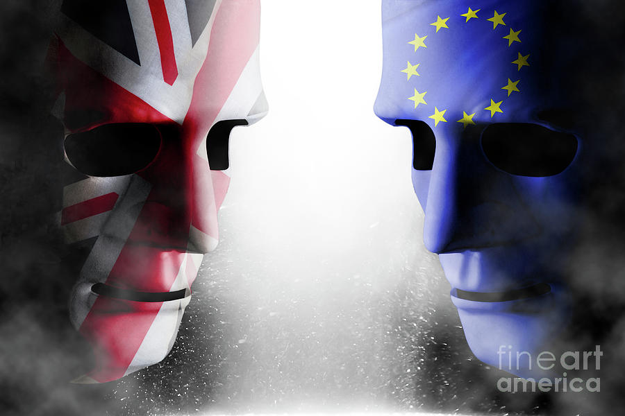 Brexit head to head faces UK and EU Photograph by Simon Bratt