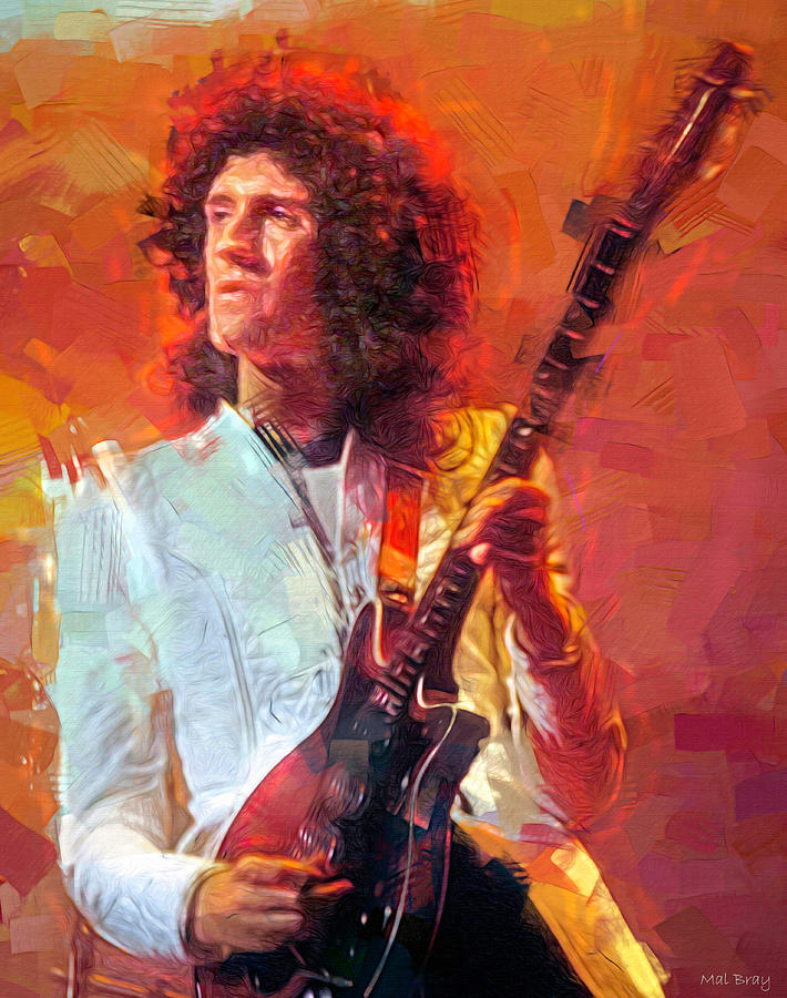 Brian May, Queen Mixed Media by Mal Bray