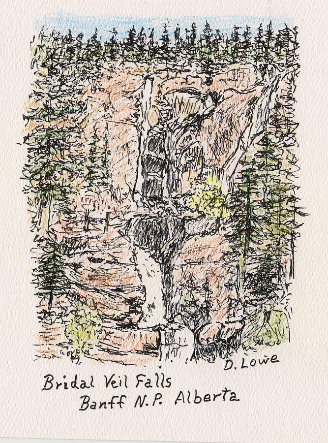 Bridal Veil Falls, Banff N. P., Alberta Drawing by Danny Lowe