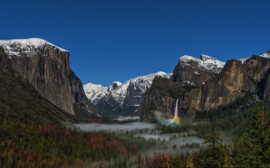 Yosemite National Park Photograph - Bridalveil Fall Moonbow by Hua Zhu
