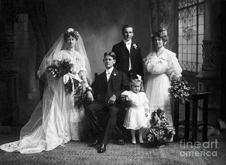 Bride And Groom With Attendants Photograph by Bettmann