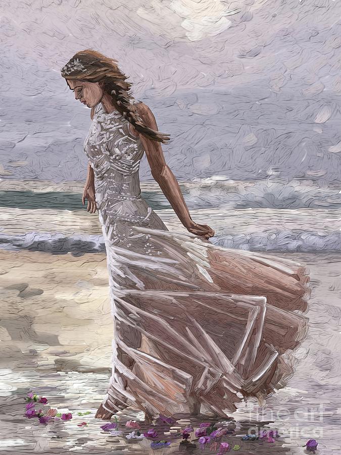 Bride On The Beach Painting by Tim Gilliland