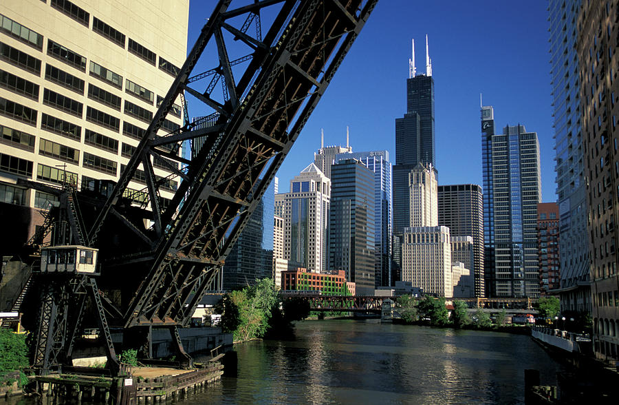 Bridge & River Downtown, Chicago Digital Art by Heeb Photos