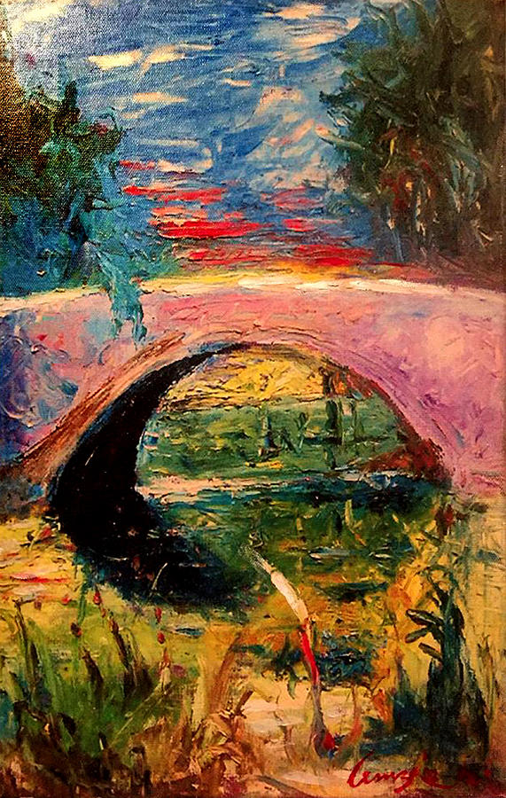 Bridge at City Park Painting by Amzie Adams