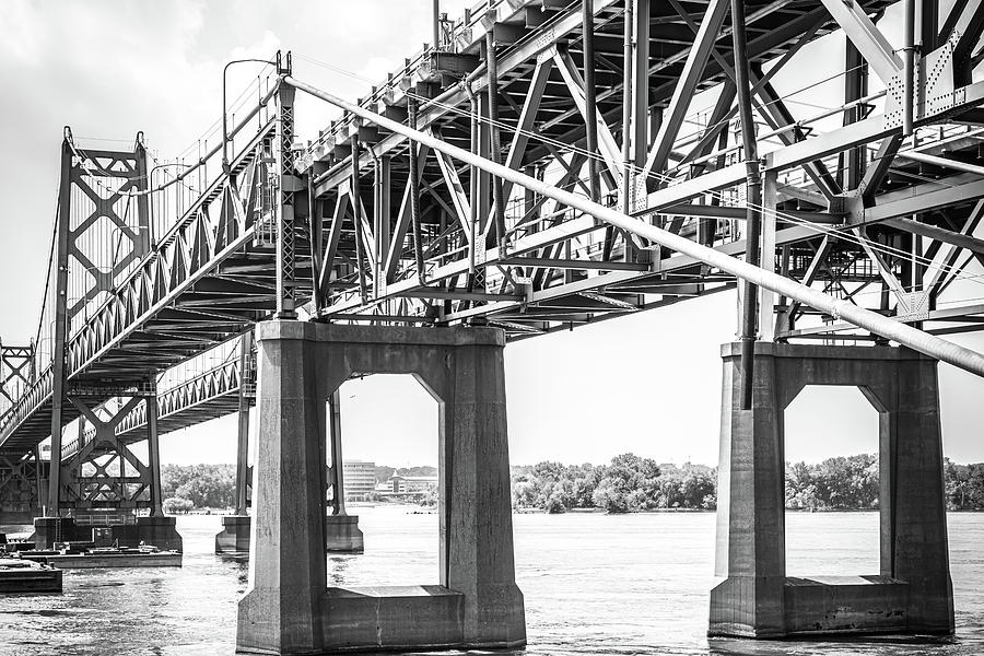 Bridge From Iowa to Illinois in Black and White Photograph by Anthony Doudt