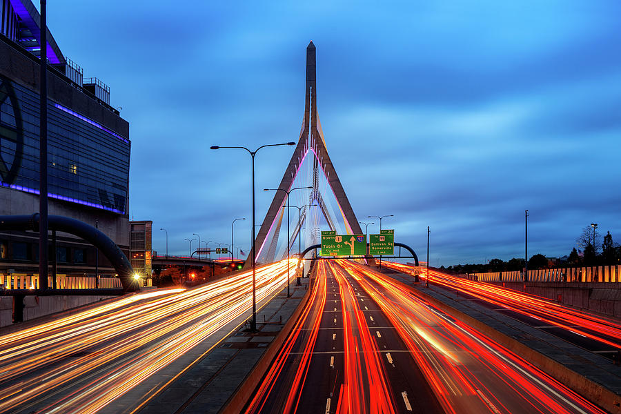Bridge in Boston city Photograph by Anek Suwannaphoom