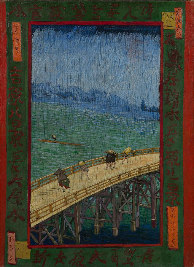 Vincent Van Gogh Painting - Bridge in the Rain -after Hiroshige-. by Vincent van Gogh -1853-1890-
