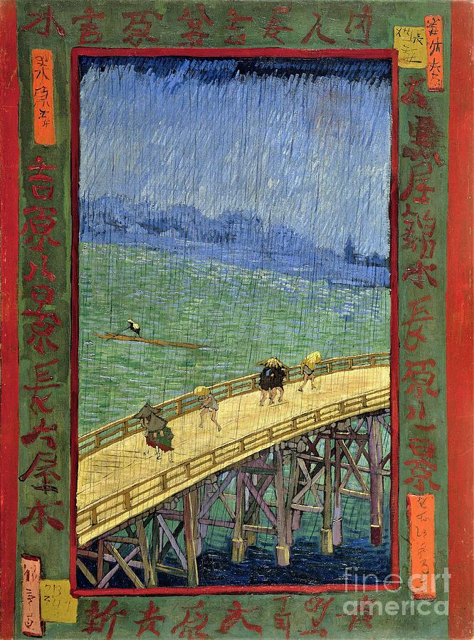Bridge in the rain Painting by Thea Recuerdo