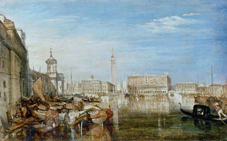 Bridge of Sighs, Ducal Palace and Custom-House, Venice Canalett... Painting by Joseph Mallord William Turner -1775-1851-