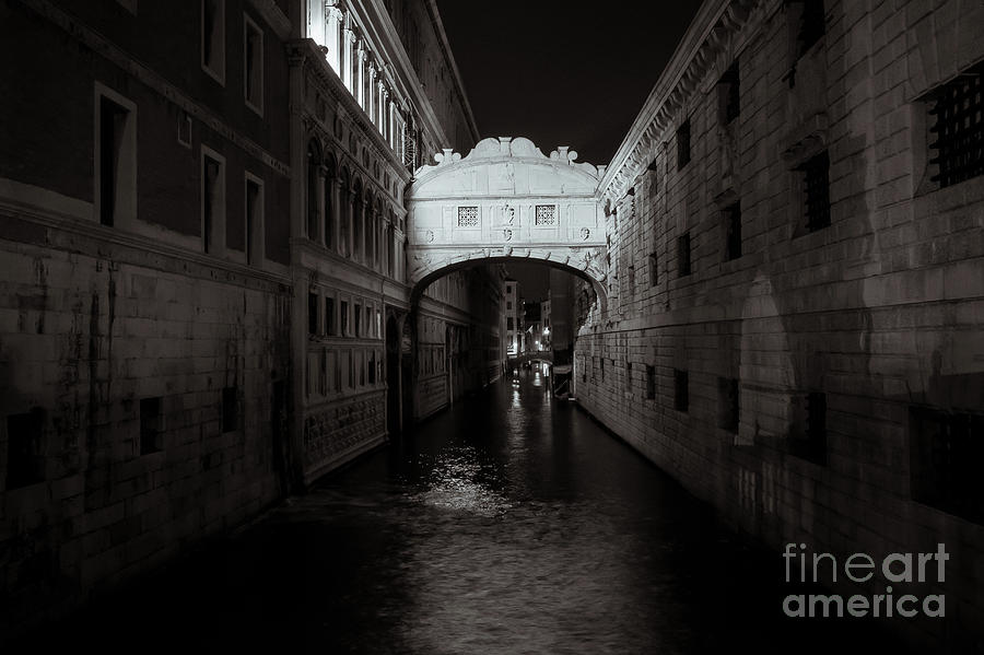 Bridge of sighs in Venice . Monochrome Photograph by Marina Usmanskaya