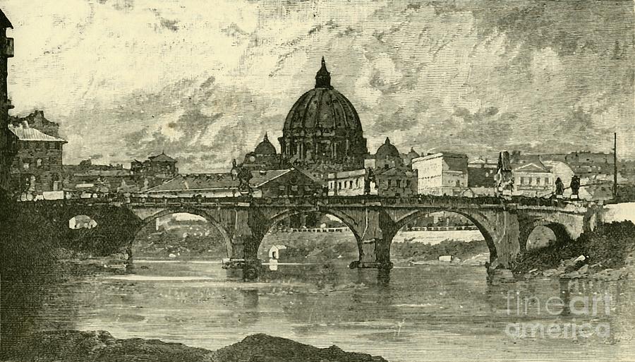 Bridge Of St Angelo Drawing by Print Collector