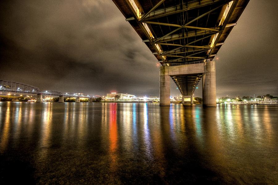 Bridge On River At Night Photograph by Image (c) Julie Hucke