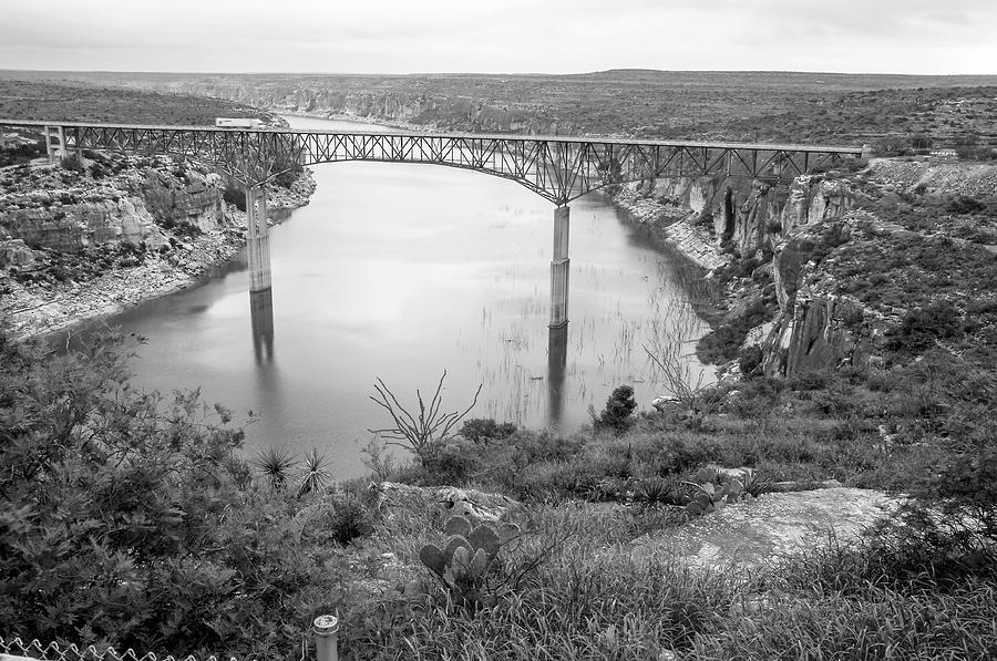 Bridge Photograph - Bridge Over Pecos River BW by Norman Johnson
