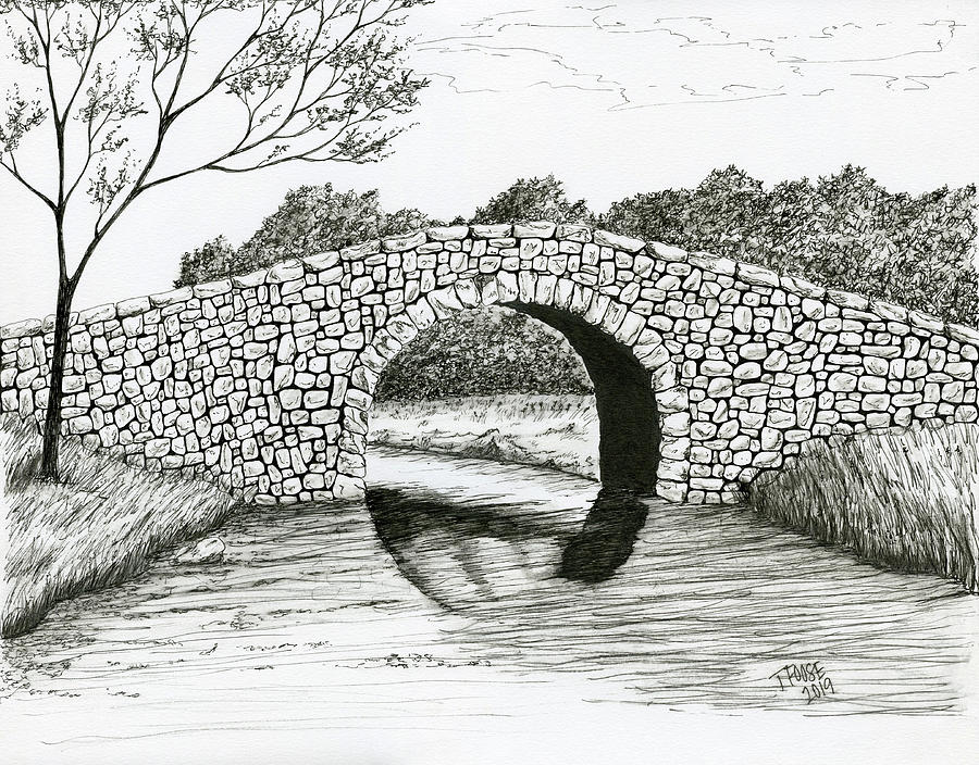 Bridge Over Water Drawing by Taphath Foose Fine Art America