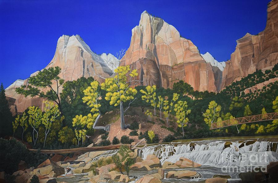 Zion National Park Painting - Bridge to Grandeur by Jerry Bokowski