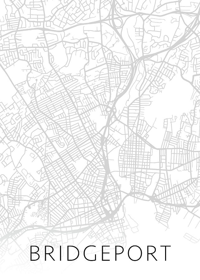 Bridgeport Connecticut City Street Map Black and White Minimalist ...