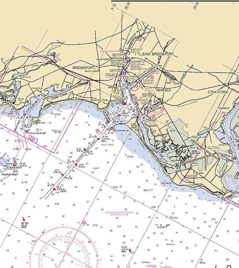 Bridgeportconnecticut Nautical Chart Mixed Media by Sea Koast Fine