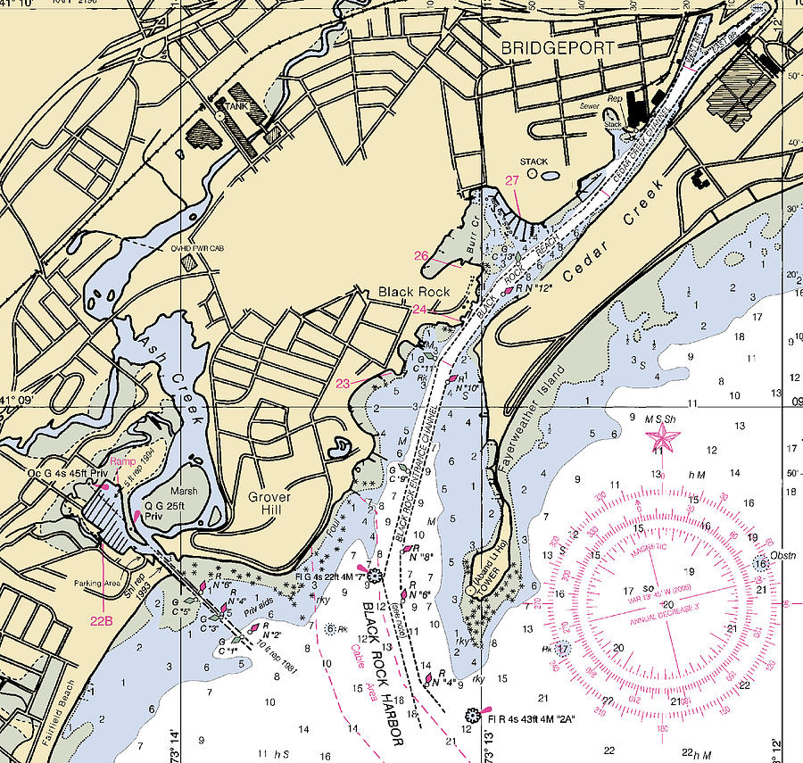 Bridgeport connecticut Nautical Chart _v3 Mixed Media by Sea Koast