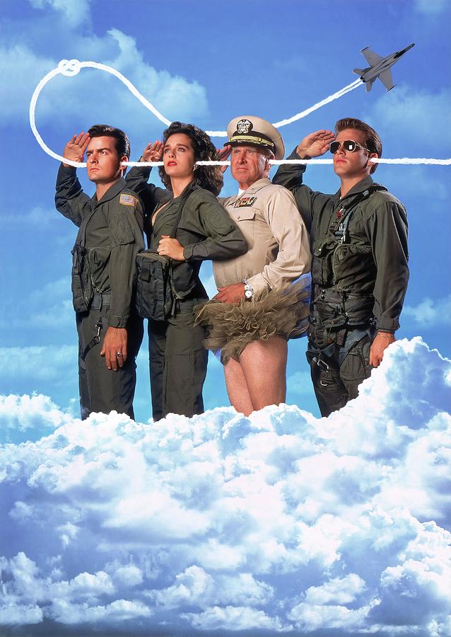 BRIDGES LLOYD , VALERIA GOLINO , CARY ELWES and CHARLIE SHEEN in HOT SHOTS -1991-. Photograph by Album