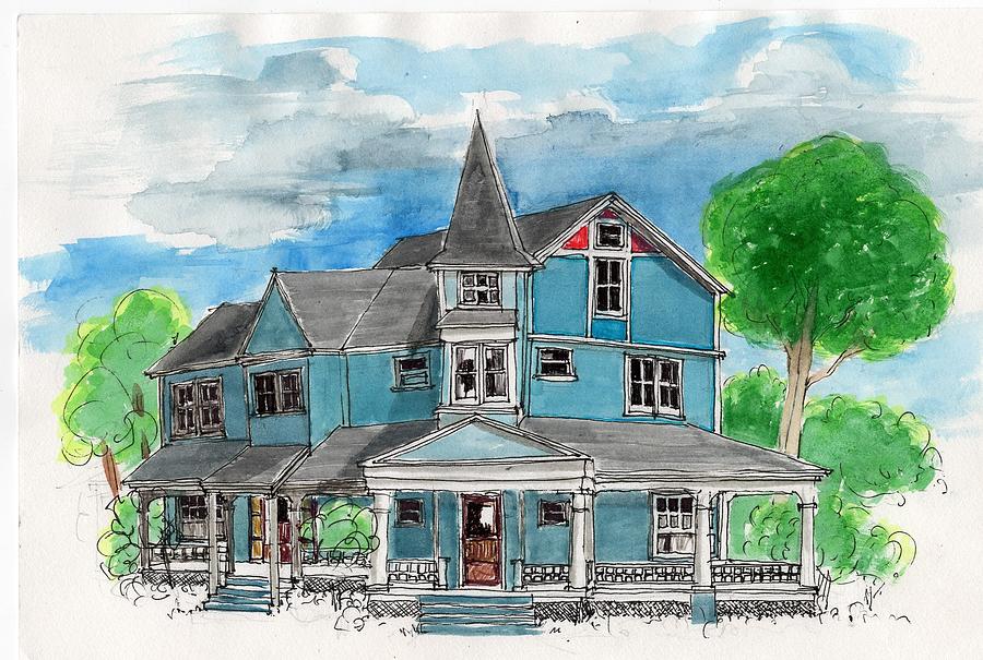 Bridgetown Nova Scotia Seafarers home main street Drawing by William OBrien