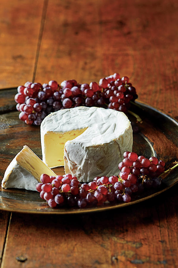 Brie with champagne grape Photograph by Cuisine at Home