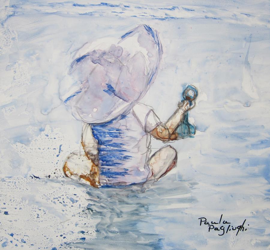 Brielle in the Water Painting by Paula Pagliughi