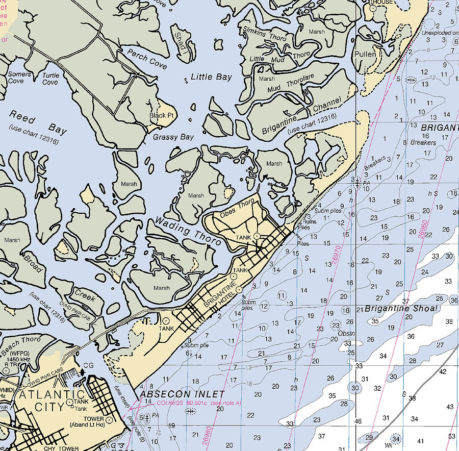 Brigantine new Jersey Nautical Chart _v3 Mixed Media by Sea Koast