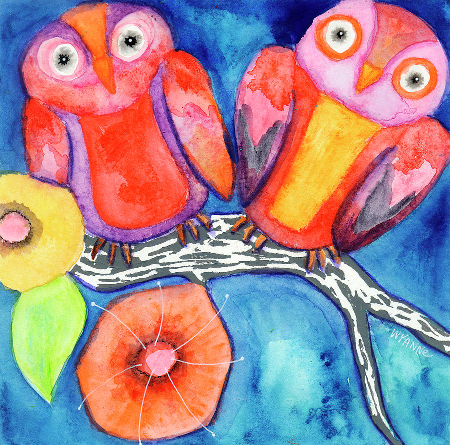 Animal Painting - Bright And Early Birds by Wyanne