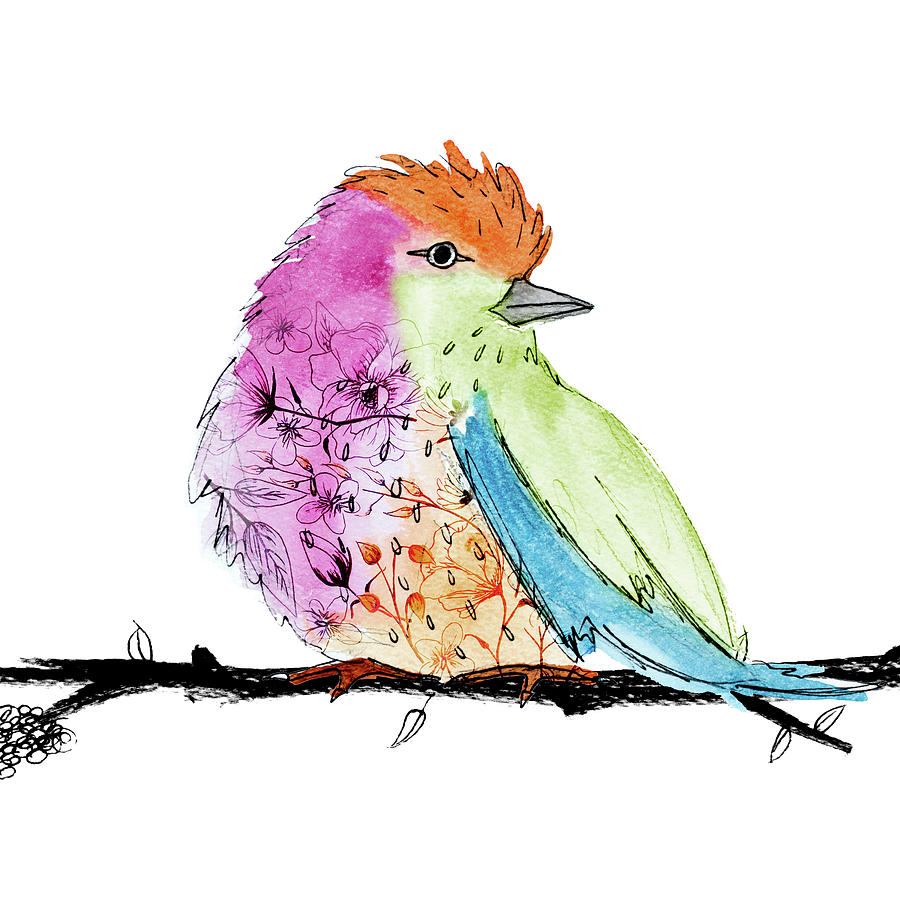 Bird Digital Art - Bright Bird I by Sd Graphics Studio