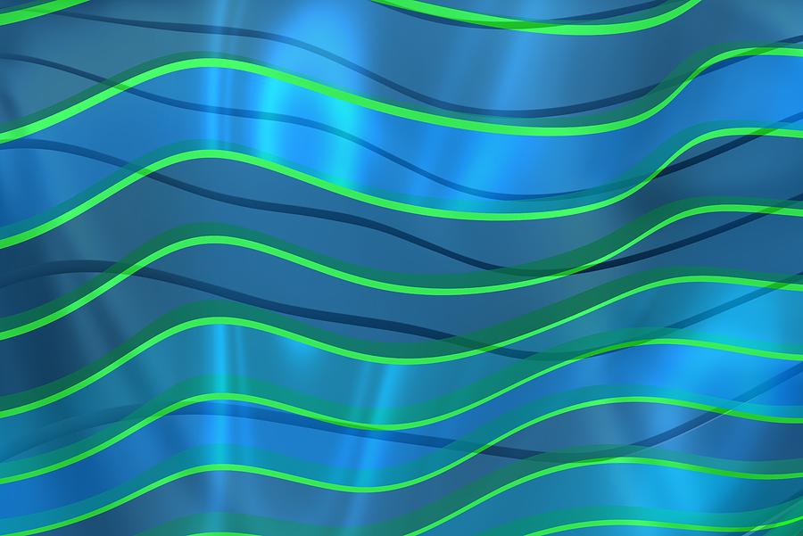 Bright blue waves with green lines by Alberto RuiZ Bright blue waves with green lines by Alberto RuiZ