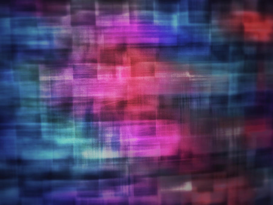 Bright blurred square shapes of blue, turquoise,  pink, purple and orange abstract Photograph by Teri Virbickis