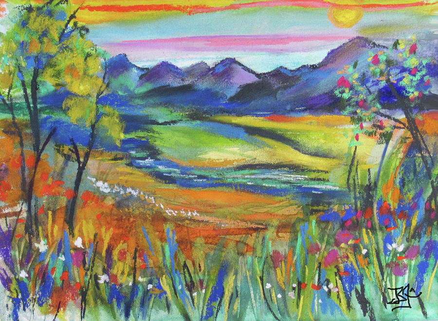 Bright Country Painting by Jean Batzell Fitzgerald