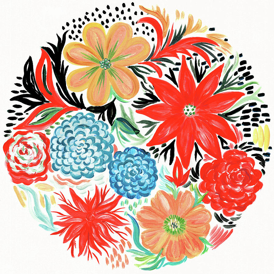 Bright Floral Matisse Circle I Mixed Media by Ani Del Sol - Pixels