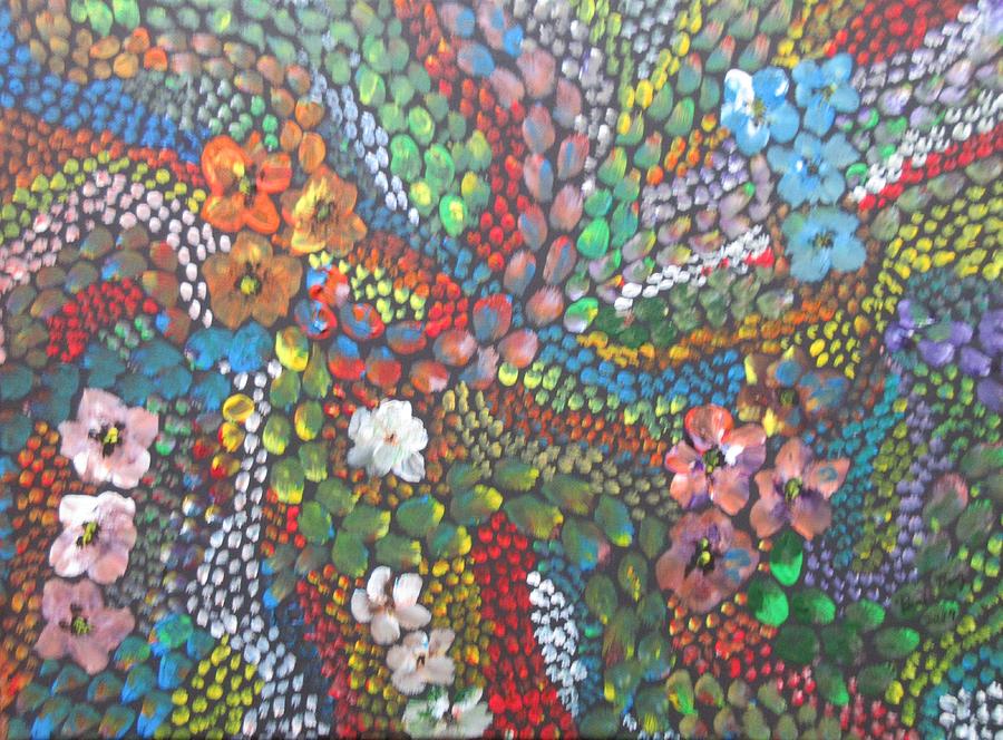 Bright Flower Mosaic 1 Painting by Bradley Boug